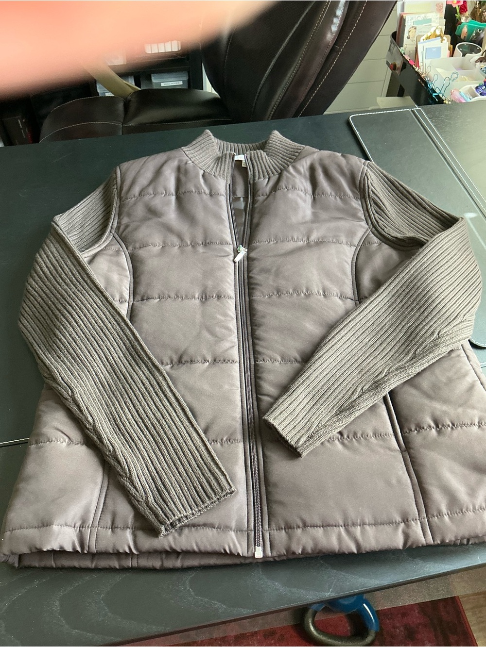 By Design Women’s Quilted Zip-Front Jacket in Dark Brown